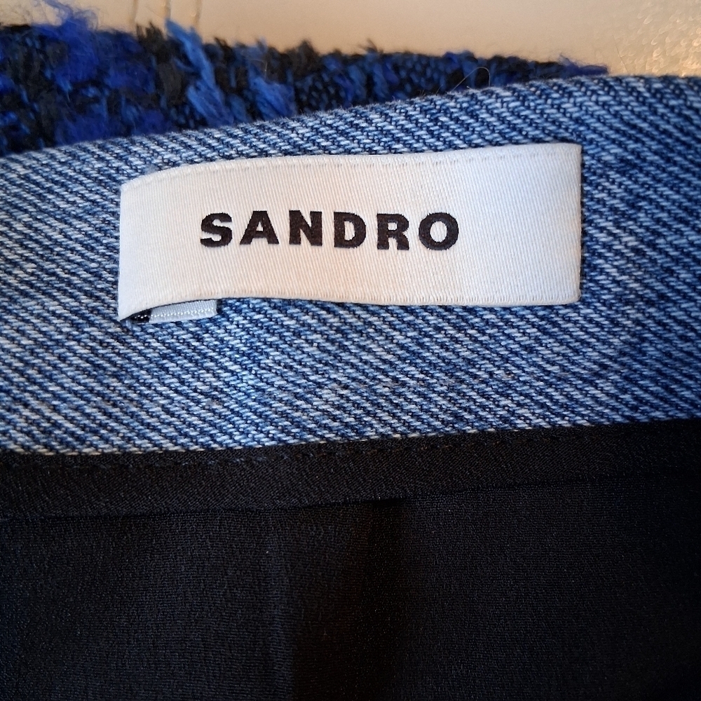 Sandro Cobalt Blue Tweed Mini Skirt Size 6 - Picture 8 of 9